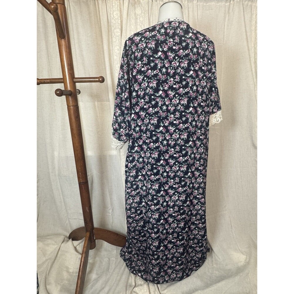 Vintage California Dynasty Floral Peignoir Robe Nightgown Cottagecore 2pc Lace S - Picture 4 of 10